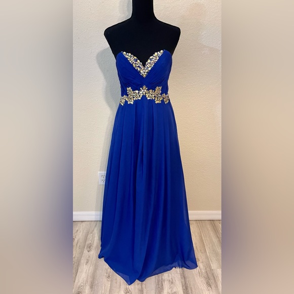 blush Prom by Alexia Dresses & Skirts - Blush Prom by Alexia Long Royal Blue Strapless Dress With Rhinestone Bustier - 4